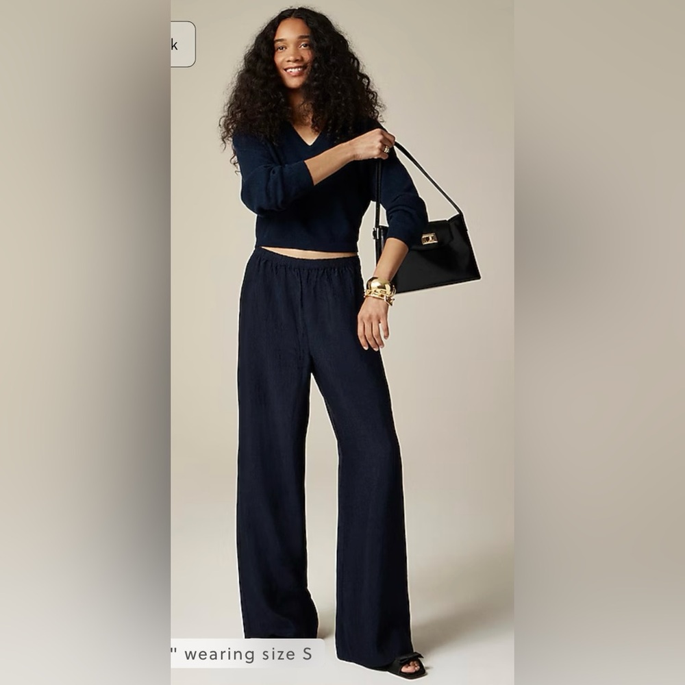 J.Crew Tall stratus pant in textured satin in navy